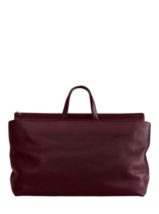 KHAMSIN weekender in burgundy calfskin leather | TSATSAS