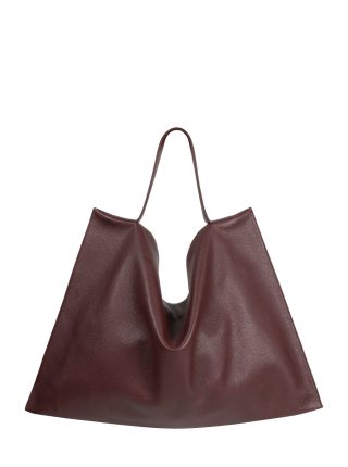 NATHAN shoulder bag in burgundy calfskin leather | TSATSAS