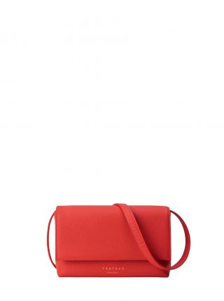 AMOS shoulder bag in bright red calfskin leather | TSATSAS