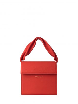 RHEI top handle bag in bright red calfskin leather | TSATSAS