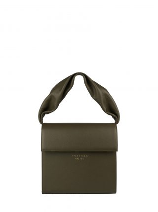 RHEI top handle bag in khaki green calfskin leather | TSATSAS