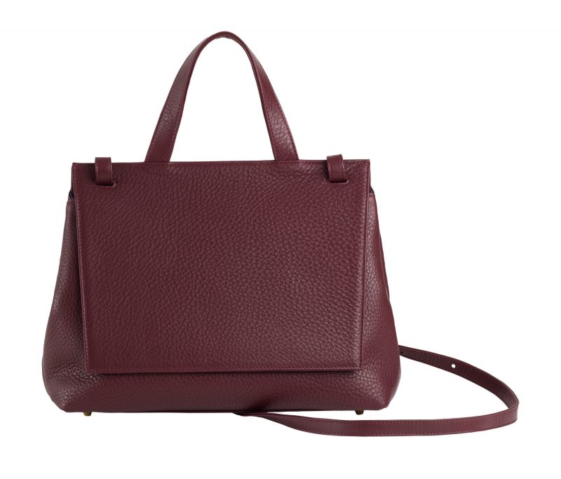 ADA shoulder bag in burgundy calfskin leather | TSATSAS