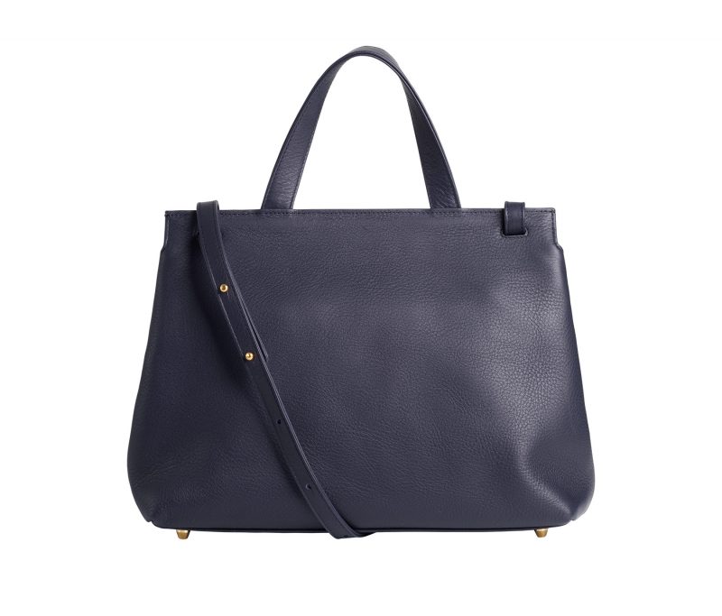 ADA shoulder bag in navy blue calfskin leather | TSATSAS