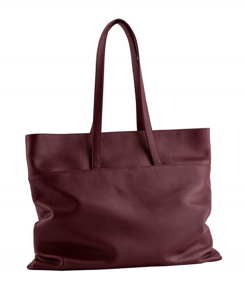 ATLAS shoulder bag in burgundy calfskin leather | TSATSAS