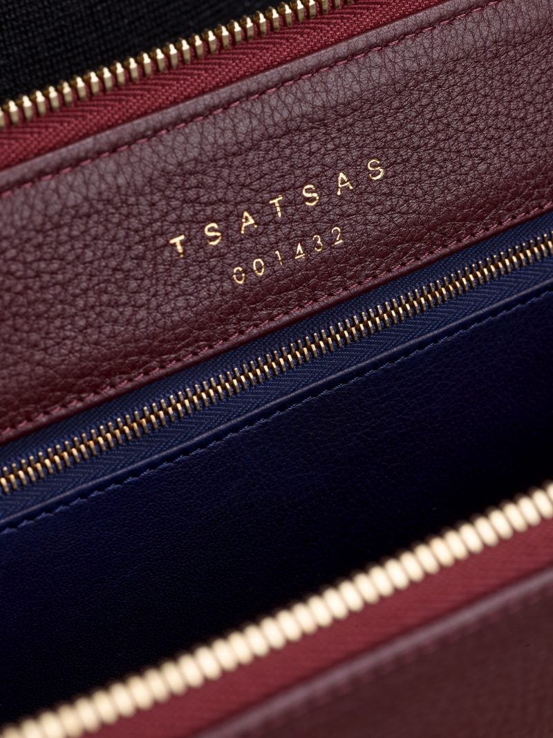 BIKO portfolio in burgundy calfskin leather | TSATSAS