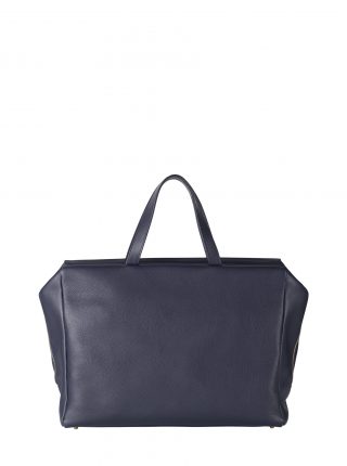 COEN tote bag in navy blue calfskin leather | TSATSAS