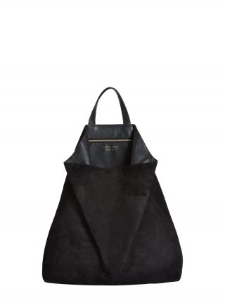 FLUKE tote bag in black goat suede leather | TSATSAS
