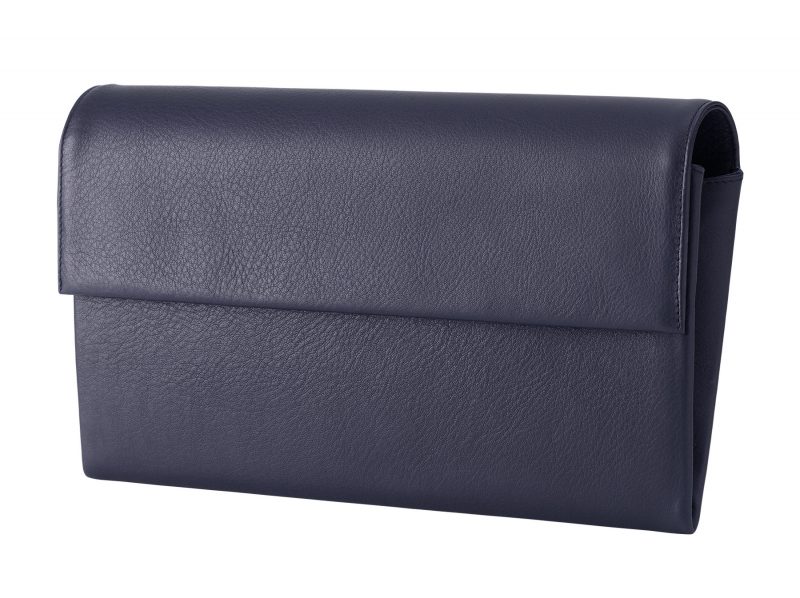 HAZE clutch bag in navy blue calfskin leather | TSATSAS