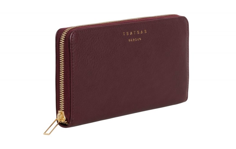 KOBO 2 wallet in burgundy calfskin leather | TSATSAS