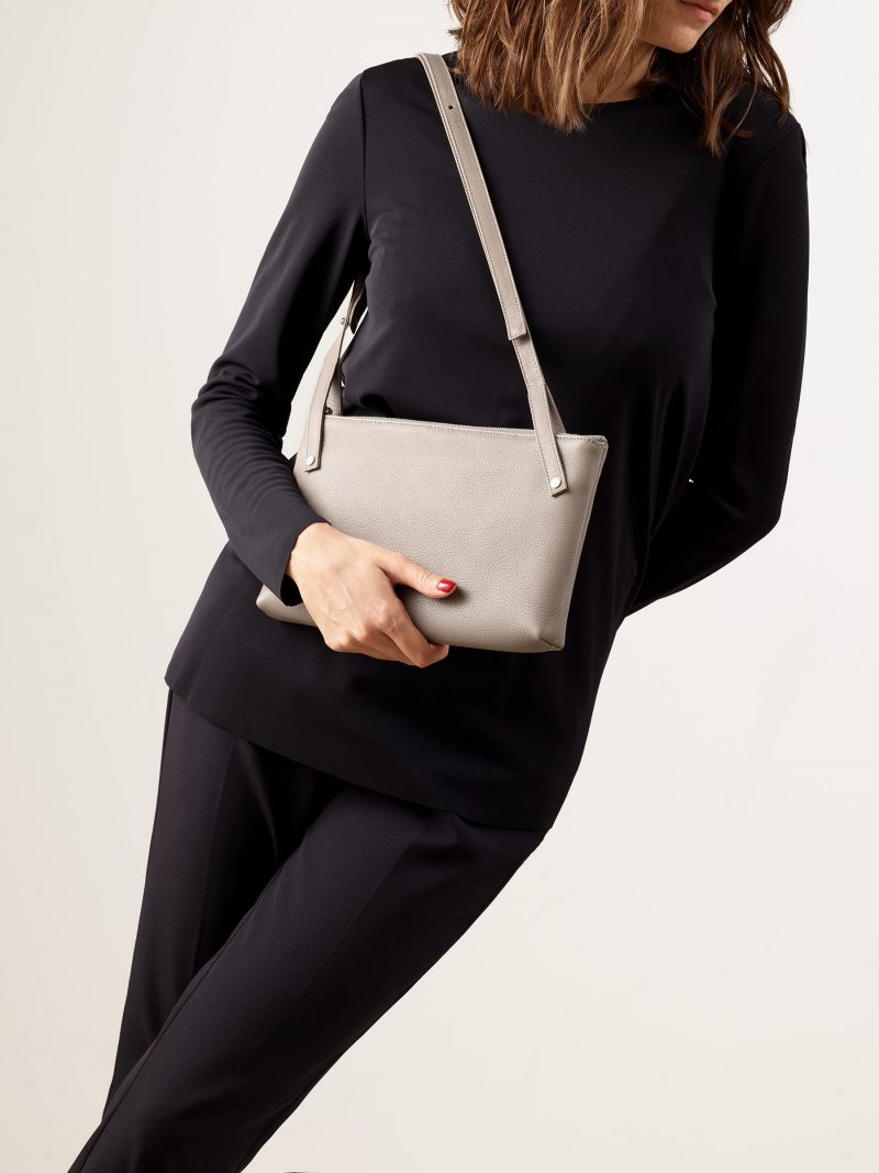 KRAMER 1 shoulder bag in grey calfskin leather | TSATSAS