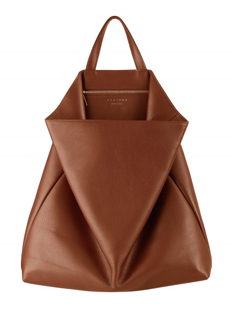 FLUKE tote bag in tan calfskin leather | TSATSAS