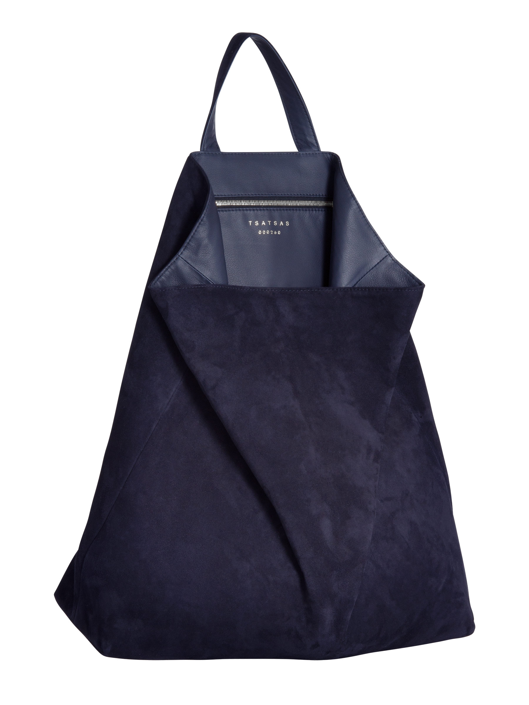 navy suede tote bag