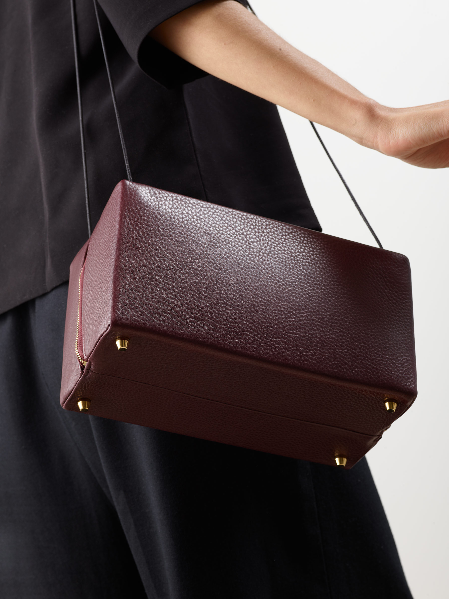 burgundy leather shoulder bag