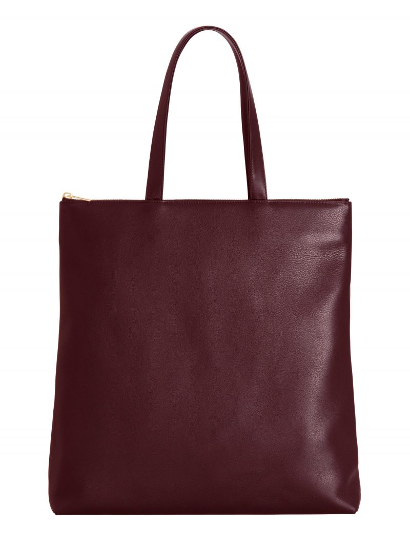 LUCID L tote bag in burgundy calfskin leather | TSATSAS