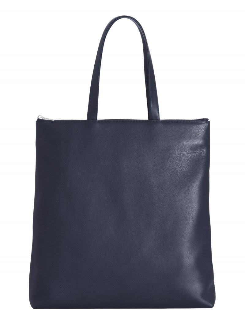 LUCID L tote bag in navy blue calfskin leather | TSATSAS