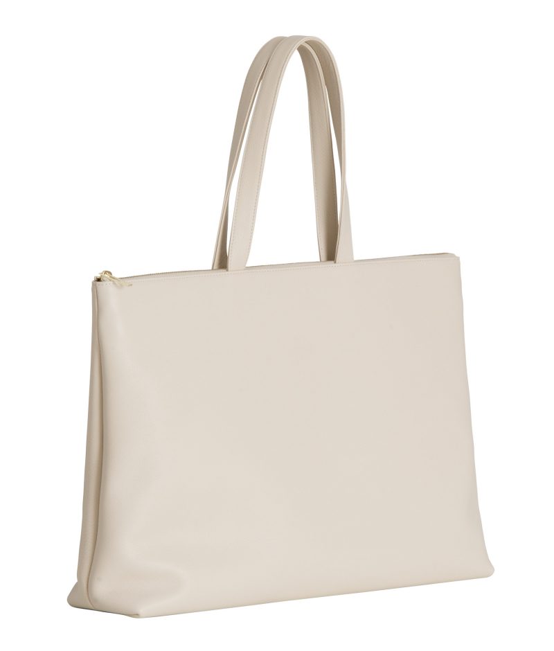LUCID NINETY L tote bag in ivory calfskin leather | TSATSAS