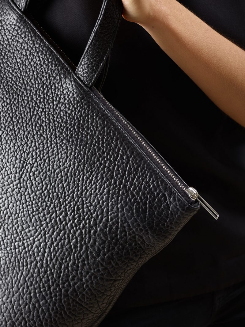 LUCID NINETY tote bag in black bison leather | TSATSAS