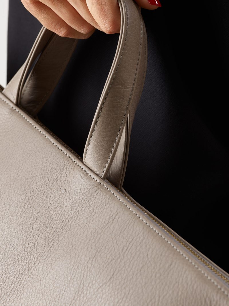 LUCID NINETY tote bag in grey calfskin leather | TSATSAS