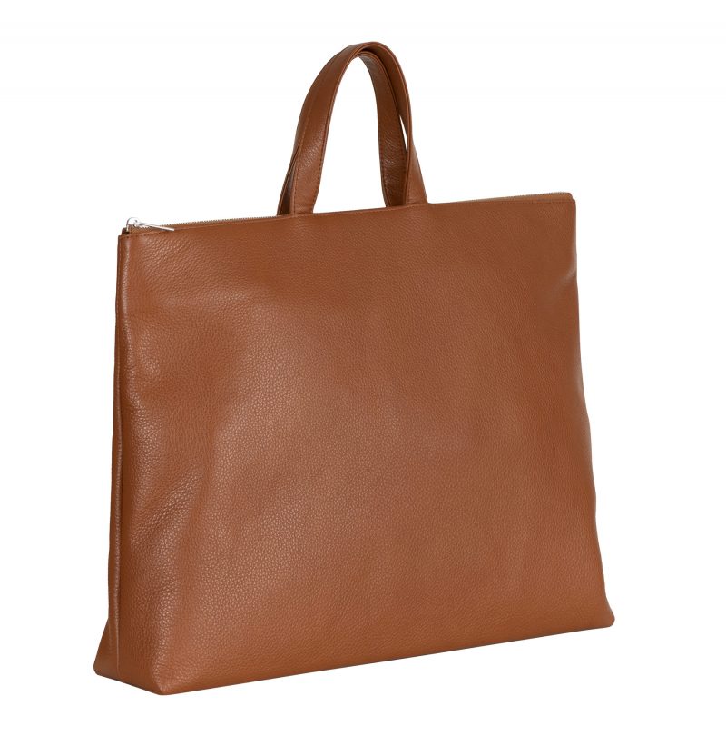 LUCID NINETY tote bag in tan calfskin leather | TSATSAS