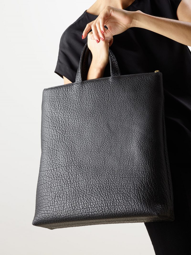 LUCID tote bag in black bison leather | TSATSAS
