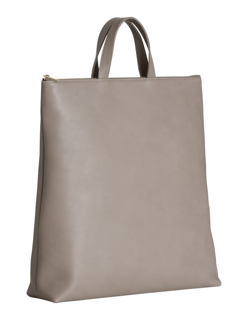 LUCID tote bag in grey calfskin leather | TSATSAS