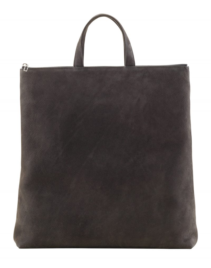 LUCID tote bag in black grey nubuck leather | TSATSAS