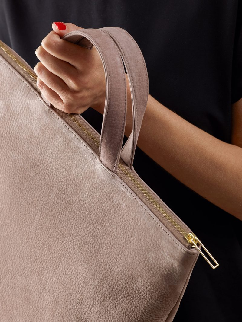 LUCID tote bag in blush pink nubuck leather | TSATSAS