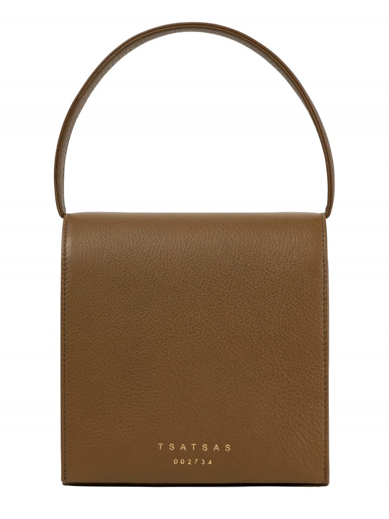 MALVA 2 hand bag in olive brown calfskin leather | TSATSAS