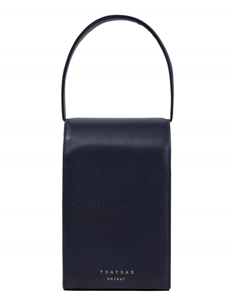 MALVA 3 hand bag in navy blue calfskin leather | TSATSAS