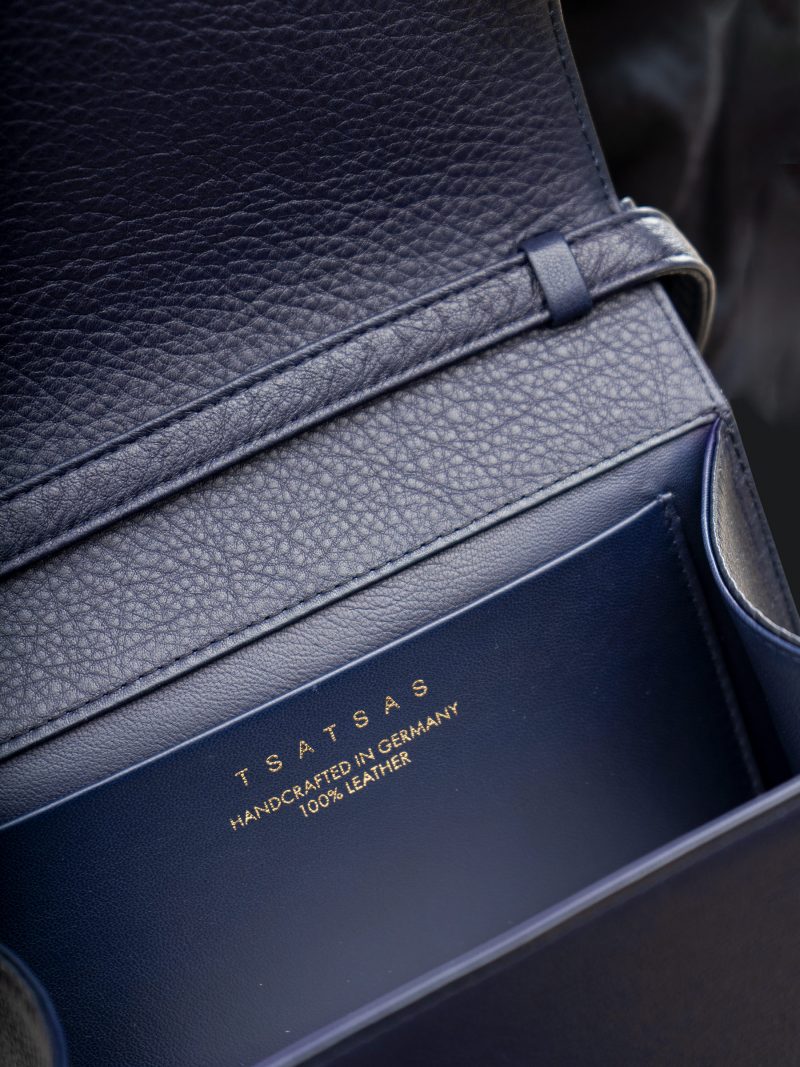 MALVA 4 handbag in navy blue calfskin leather | TSATSAS