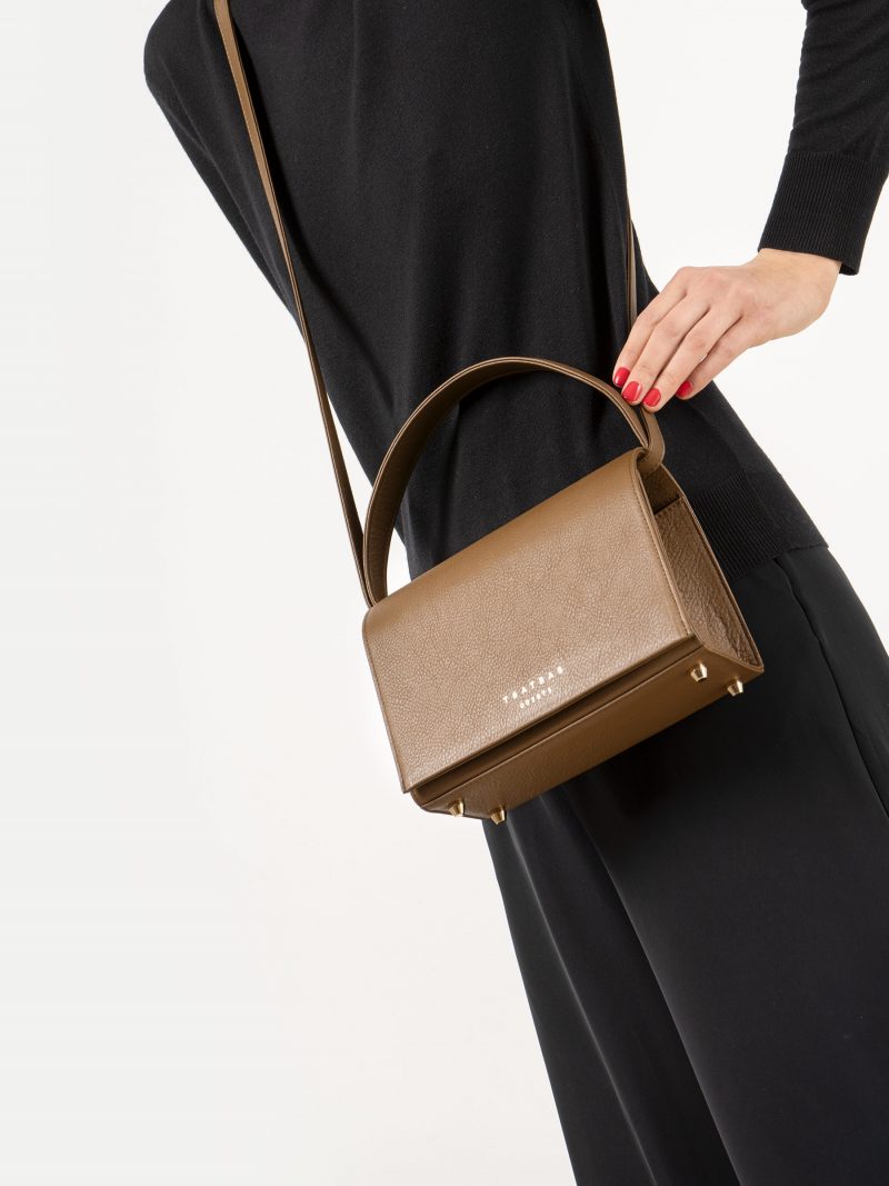 MALVA 4 handbag in olive brown calfskin leather | TSATSAS