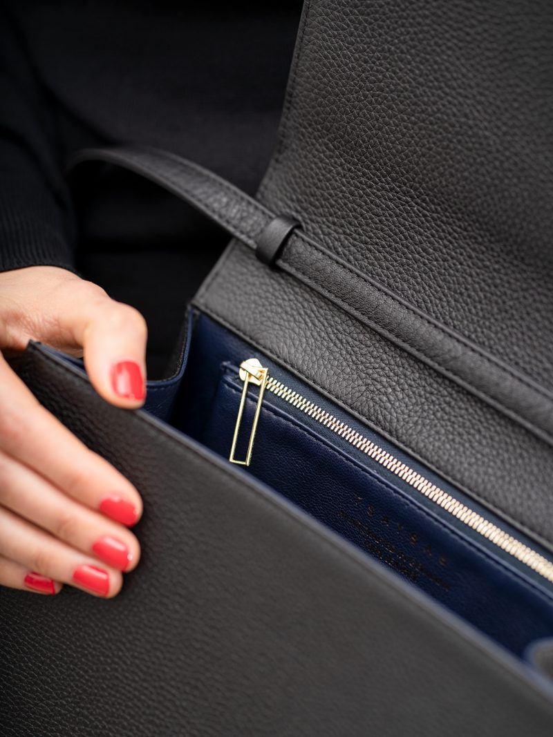 MALVA 5 handbag in black calfskin leather | TSATSAS