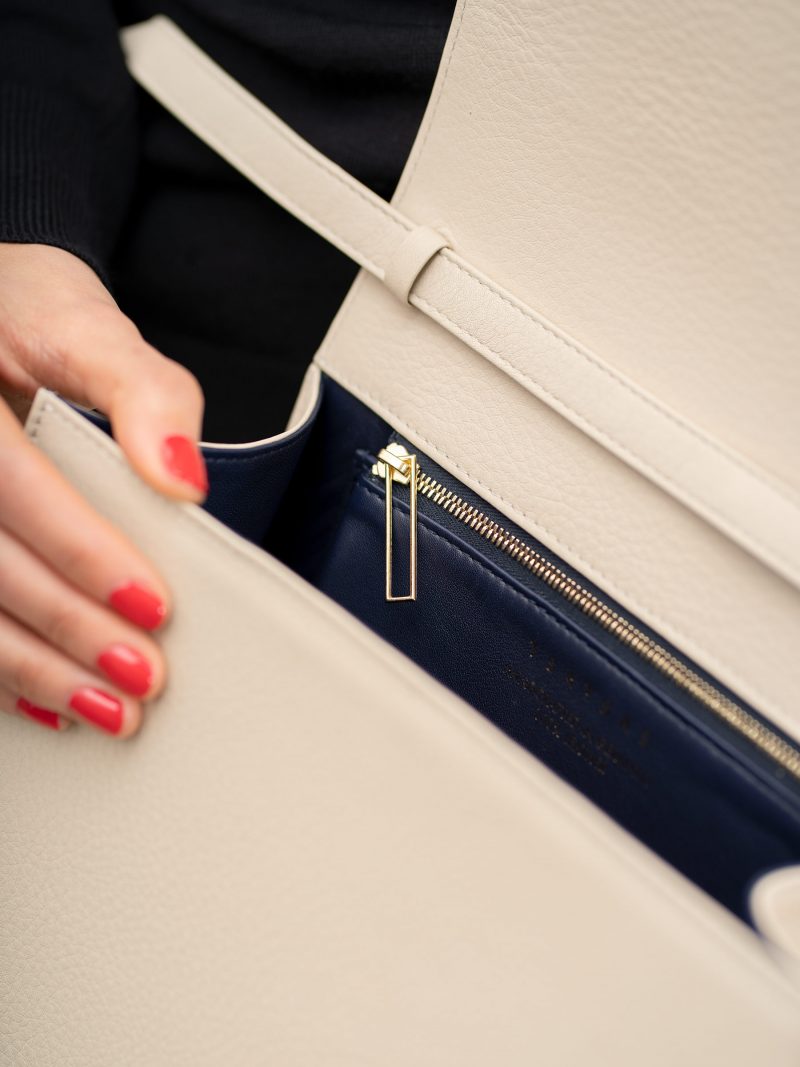 MALVA 5 handbag in ivory calfskin leather | TSATSAS