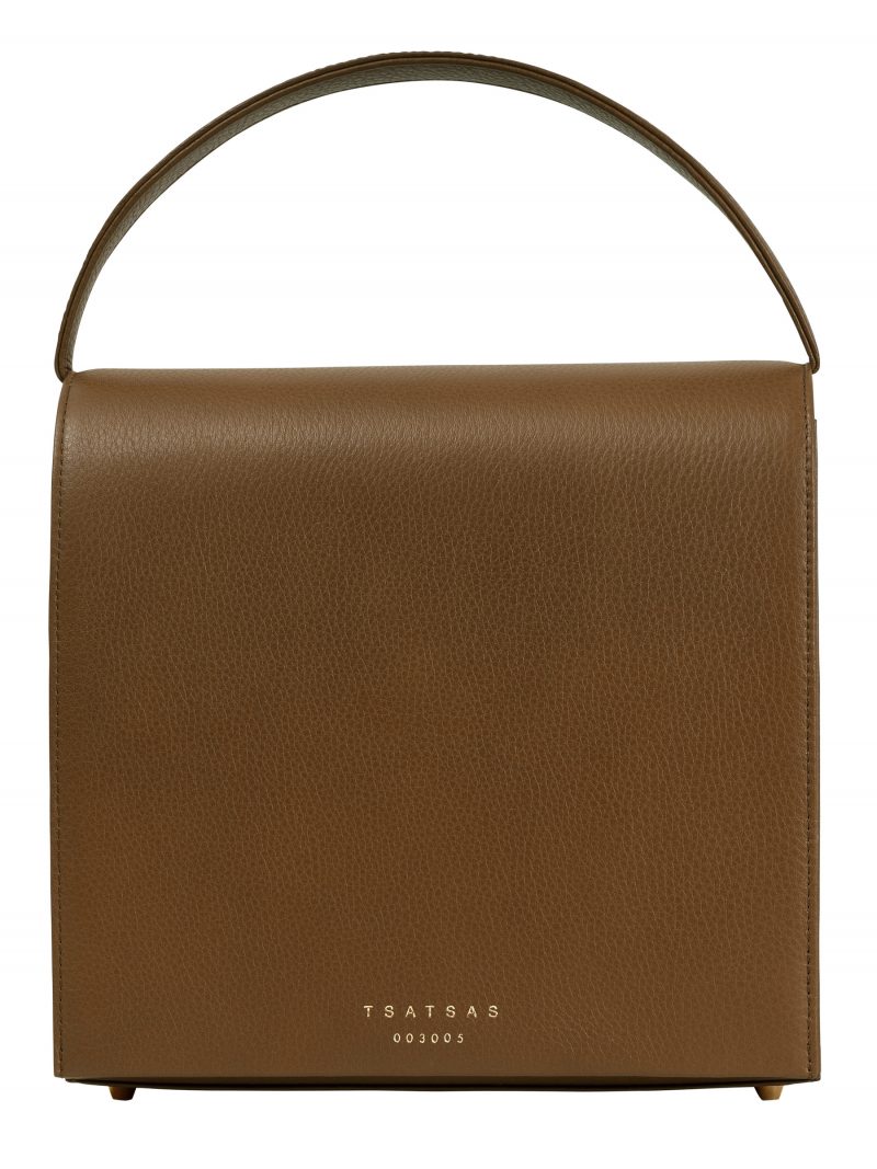 MALVA 5 hand bag in olive brown calfskin leather | TSATSAS