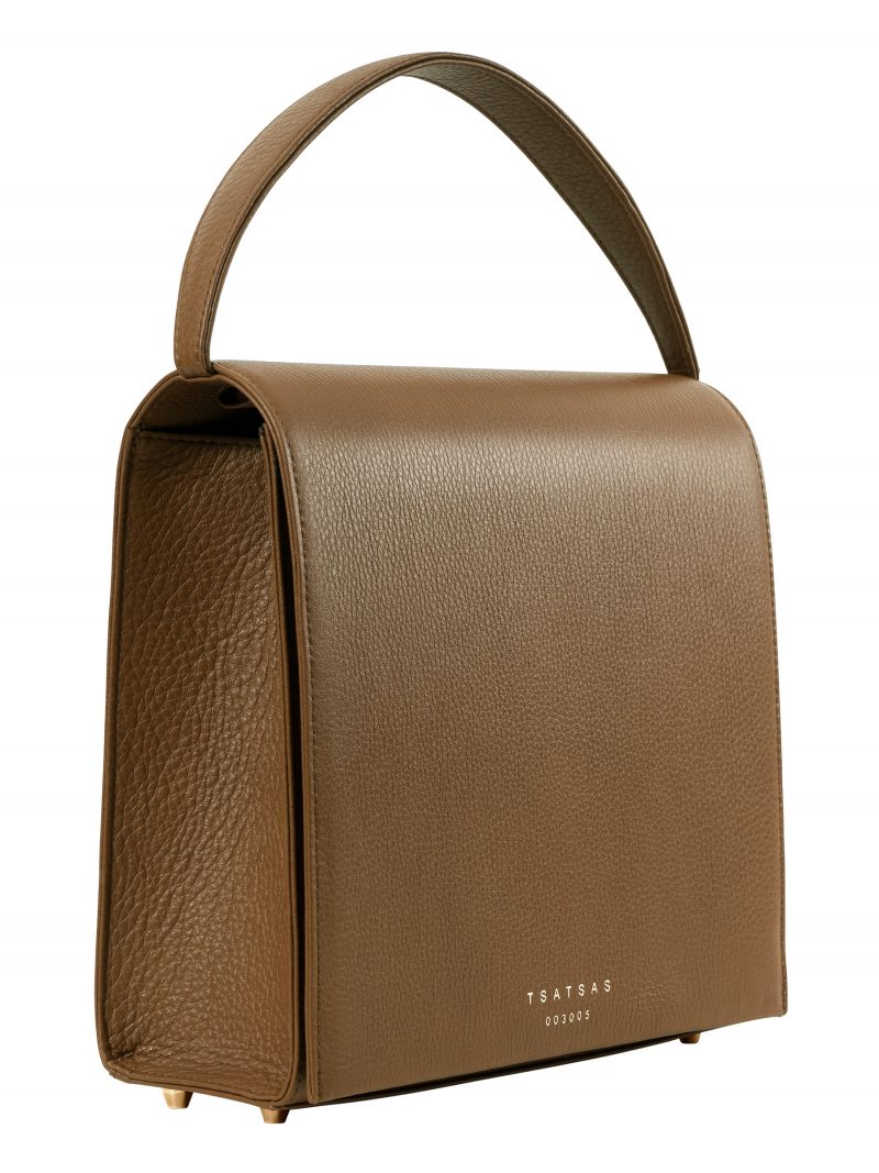MALVA 5 hand bag in olive brown calfskin leather | TSATSAS