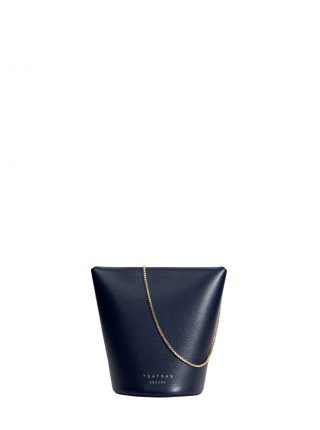 OLIVE shoulder bag in navy blue calfskin leather | TSATSAS