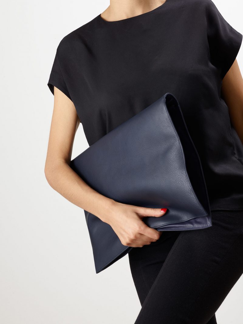 OTHER TWO pouch bag in navy blue calfskin leather | TSATSAS