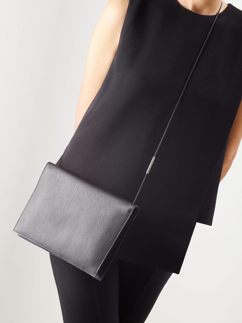 RE-OTHER shoulder bag in black calfskin leather | TSATSAS