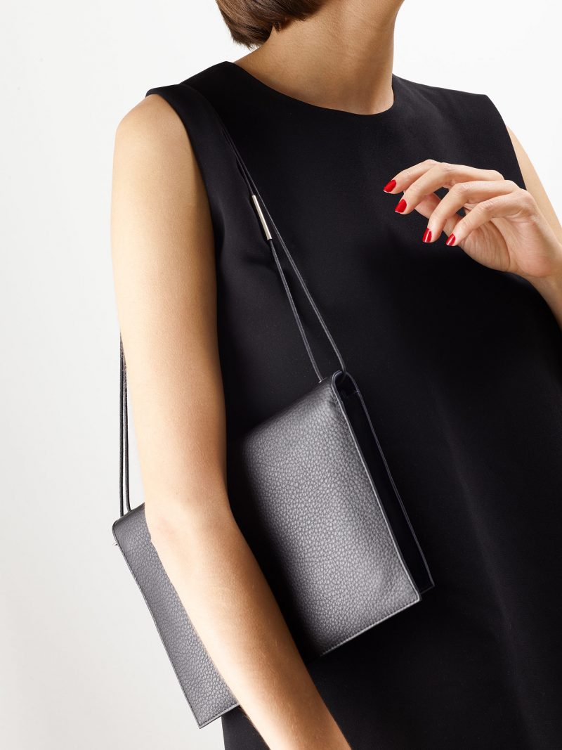 RE-OTHER shoulder bag in black calfskin leather | TSATSAS