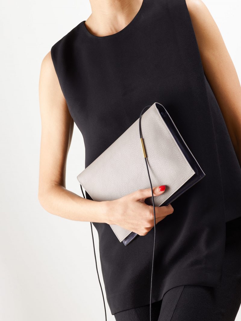RE-OTHER shoulder bag in grey calfskin leather | TSATSAS