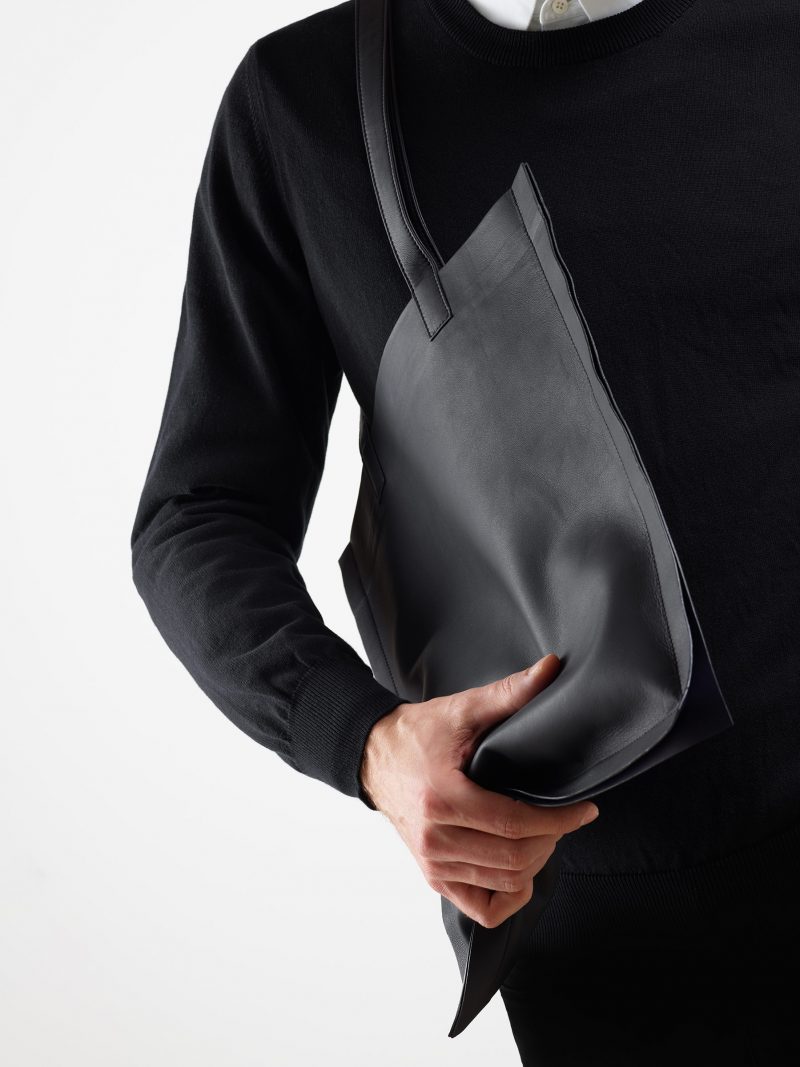 STRATO shoulder bag in black lamb nappa leather | TSATSAS