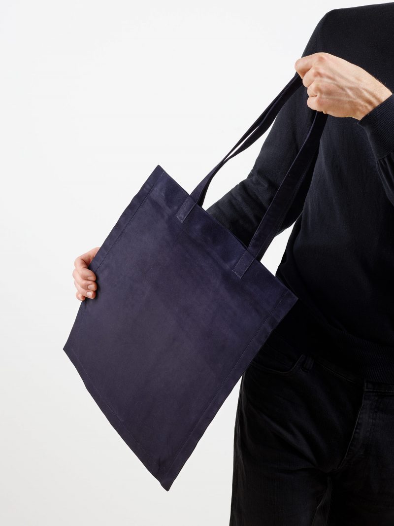 STRATO shoulder bag in navy blue goat suede leather | TSATSAS