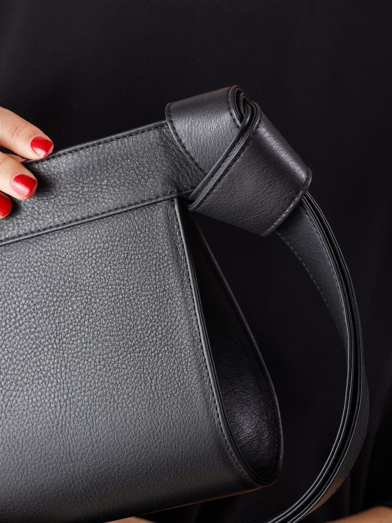 TAPE XS clutch bag in black calfskin leather | TSATSAS