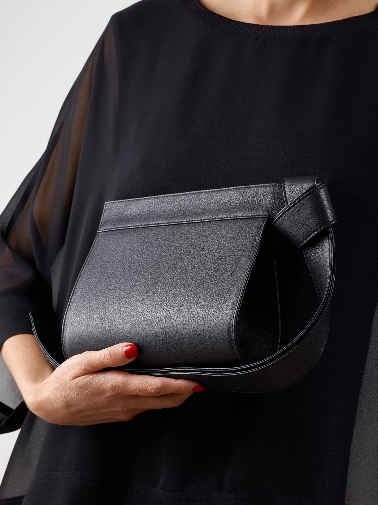 TAPE XS clutch bag in black calfskin leather | TSATSAS