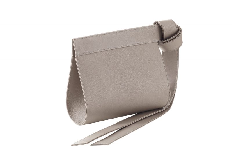 TAPE XS clutch bag in grey calfskin leather | TSATSAS
