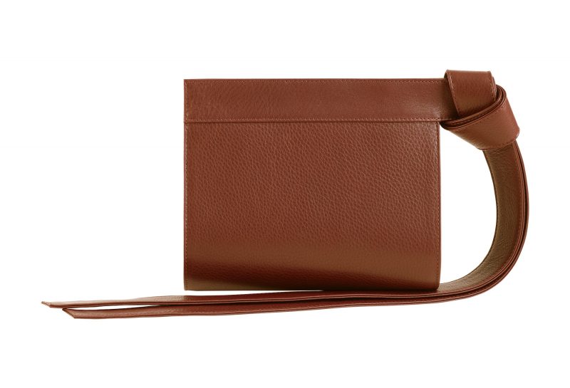 TAPE XS clutch bag in tan calfskin leather | TSATSAS