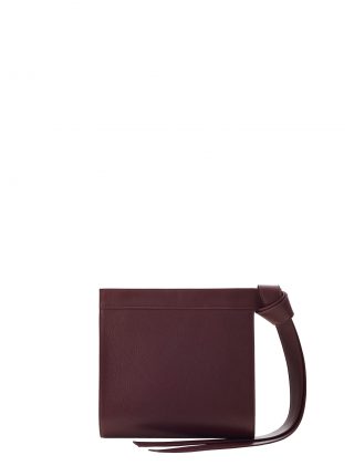 TAPE clutch bag in burgundy calfskin leather | TSATSAS