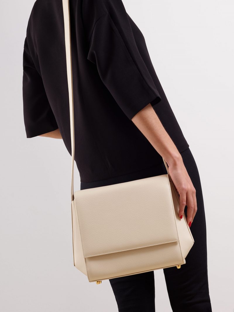 TURIN shoulder bag in ivory calfskin leather | TSATSAS