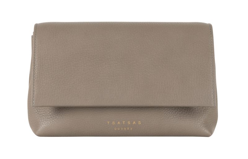 AMOS shoulder bag in grey calfskin leather | TSATSAS