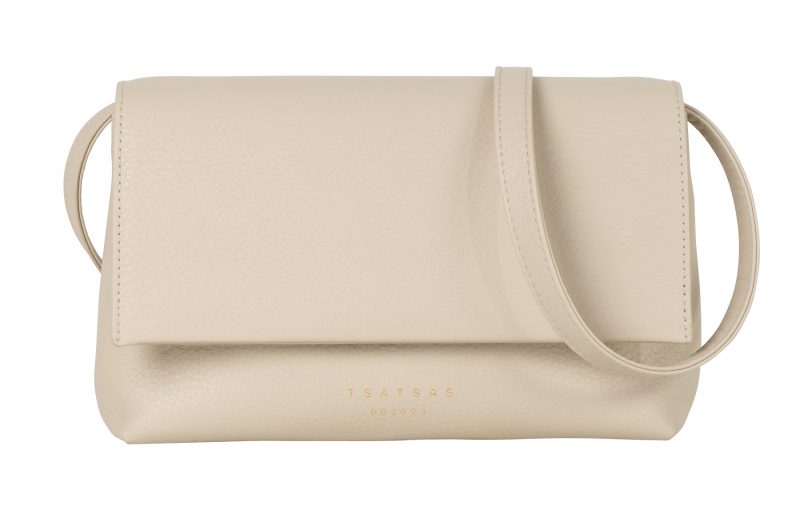 AMOS shoulder bag in ivory calfskin leather | TSATSAS
